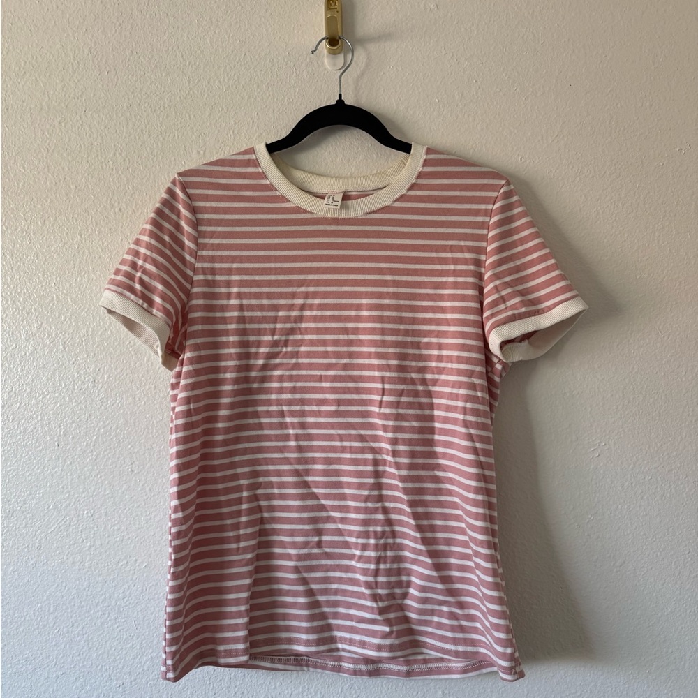 Striped Pink and White T-Shirt